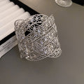 Six Mixed Wide Open Cuff Bracelets With Leaf Wing And Filigree Patterns view 5