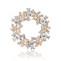 Rhinestone Leaf Wreath Circle Brooch Gold or Silver Tone view 5