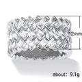Silver Tone Interlaced Woven Crystal Statement Wide Band Ring view 4
