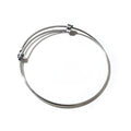 Polished Silver Tone Adjustable Wire Coil Bangle Bracelet view 3