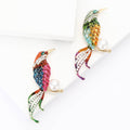 Enamel Bird Brooch With Pearl Rhinestones Pink Or Green view 1