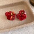 Flower and Double Disc Cluster Stud Earrings Statement Fashion Jewelry view 8