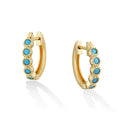 Gold Blue Bezel Stone Huggie Hoop Earrings Metal Alloy view 5
