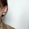 Silver Liquid Metal Irregular Flower Stud Earrings view 2