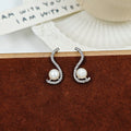 Gold and Silver S Curve Pearl Look Elegant Stud Earrings view 2