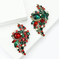 Leaf Cluster Crystal Brooch in Red and Green Colorways view 2
