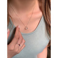Gold Tone Hollow Circle Pearl Pendant Box Chain Necklace view 3