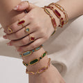 Gold Oval Czech Glass Stone Link Bracelet Multi Colors view 3