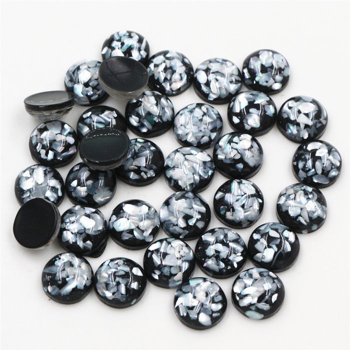 Blue White Floral Round Resin Cabochons in Three Sizes