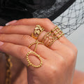 Gold Openwork Geometric Open Rings Nine Style Stack Set view 3