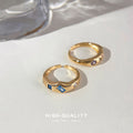 Gold Open Adjustable CZ Rings Blue And Multicolor Purple view 3