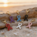 Enamel Awareness Ribbon Charm Gold Lobster Clasp Six Colors view 3
