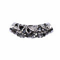 Openwork Grape Vine Curved Tube Bead in Antique Silver Metal view 3