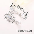 Silver Tone Leaf Crystal Pearl Drop Earrings view 4