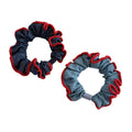 Light Blue Denim Red Ruffle Edge Scrunchie Hair Tie view 5