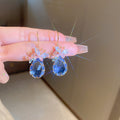 Colorful Butterfly Crystal Teardrop Hook Earrings Jewelry Pair view 7