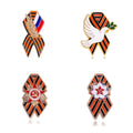 Red Gold Tone Flag Enamel Four Designs Metal Brooch Pin view 1