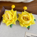 Dimensional Rose Flower Stud Earrings in Four Colors view 9