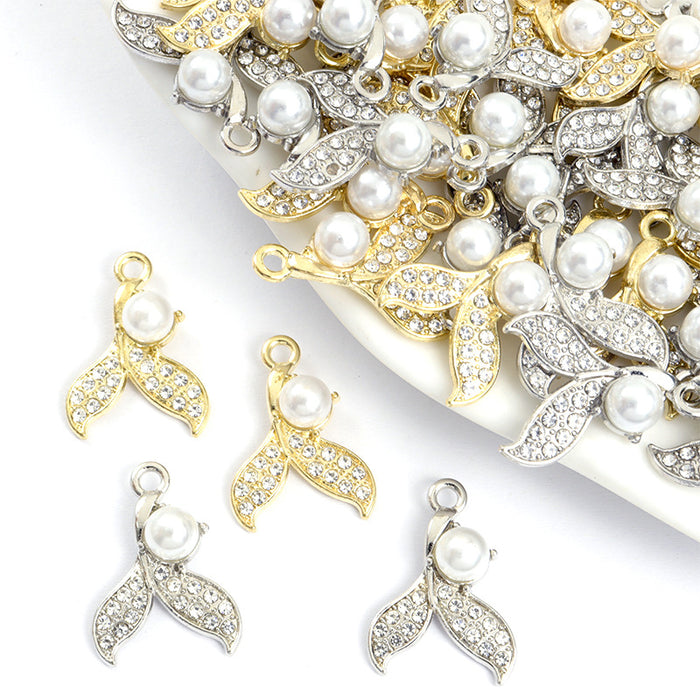 Pearl Crystal Mermaid Tail Jewelry Components For DIY Earrings And Bracelets Charms