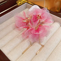 Layered Fabric Flower Drop Earrings with Reflective Details view 6