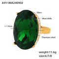 Large Oval Faceted Glass Statement Rings Gold Setting Sizes view 9