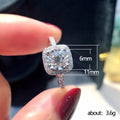 Cushion Halo Crystal Ring with Pavé Silver Tone Band view 4