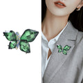 Green Faceted Crystal Butterfly Brooch Rhinestone Body view 3