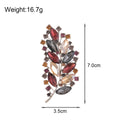 Leaf Crystal Metal Brooch Pin for Jackets and Lapels view 2