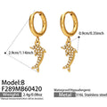 316L Stainless Dolphin Zircon Huggie Drop Earrings Gold Steel view 10