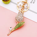 Pearl Rose Keychains in Five Colors with Braided and Plain Loop Options view 11