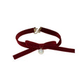 Red Velvet Bow Pearl Choker Necklace Decorative Jewelry Design view 5