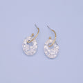 Gold Tone Clear Crushed Stone Oval Hoop Drop Earrings view 2