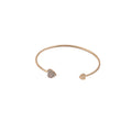 Gold Open Cuff Bracelet With Rhinestone And Plain Hearts view 5