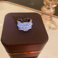Silver Tone Pearl Like Openwork Ring And Wide Clear Crystal Cluster Ring view 7