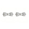 Silver Hollow Bow Stud Earrings With Pearl And Clear Stones view 5