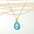 Gold Tone Teardrop Enamel Evil Eye Pendant Necklaces in Six Colors view 8