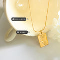 Abstract Half Face Rectangle Pendant Necklace Three Tones view 2