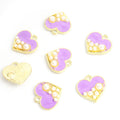 Pastel Enamel Heart Charms with Pearl Accents in Six Colors view 6