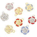 Crystal Camellia Flower Charms in Four Colors and Two Metal Tones view 2