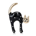 Gold Enamel Spotted Cat Brooch Black White Two Colors view 5