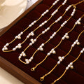 Gold Tube Baroque Pearl Cluster Necklace And Bracelet Set Pieces view 2