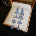 Crystal Leaf Cascade Drop Earrings In Gold And Silver Tones view 7