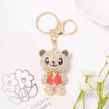 Rhinestone Teddy Bear Keychain Gold Metal Four Vest Styles view 3