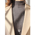 Rose Gold Steel LUCK Long Sweater Necklace Heart Rectangle view 9