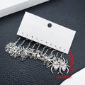 Five-Pair Antique Silver Bull Skull Spider Halloween Earring Collection view 6