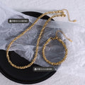 Thick Twisted Rope Chain Necklace Bracelet Gold Steel view 2