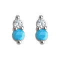 Mini Silver Turquoise Clear CZ Vertical Stud Earrings Pair view 5
