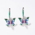 Silver Tone Multicolor Enamel Butterfly Necklace Ring Earrings view 7