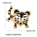 Two Tiger Enamel Brooch in Gold or Silver Tone With Black Stripes view 4