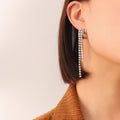Double Row Zircon Tassel Drop Earrings Gold Or Steel view 7